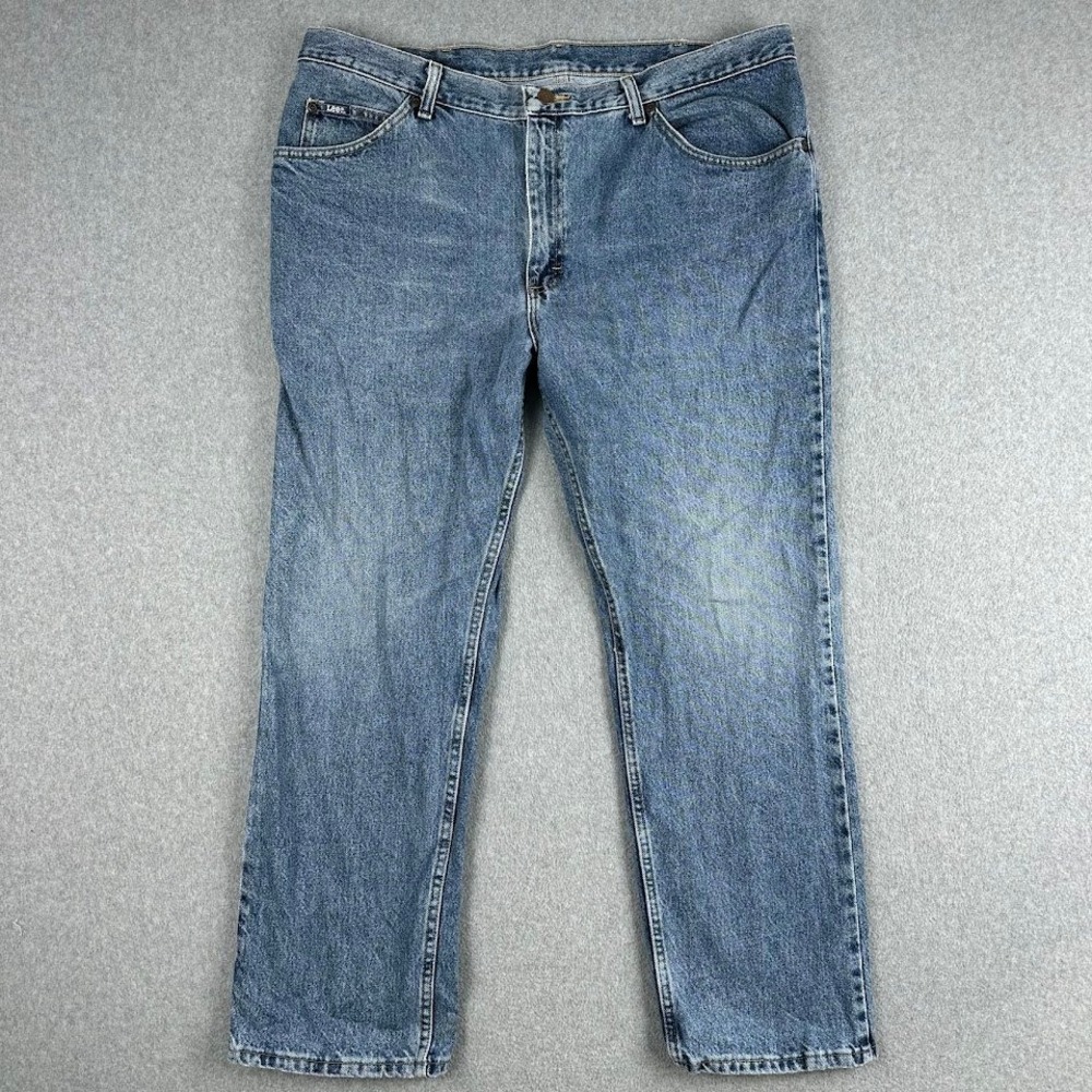 Lee Jeans Mens 40x30 Straight Leg Blue Denim Cotton Pant Worn Fade Western Rodeo